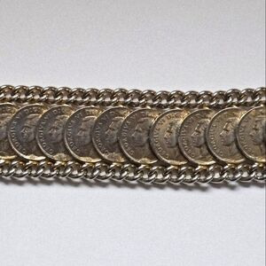 Vintage Canadian Penny Coins (1941-52) Bracelet Silver Tone 7"